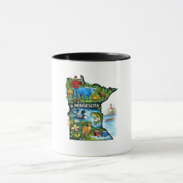 Vibrant Minnesota State Map-Paul Bunyan/Northwoods Mugg