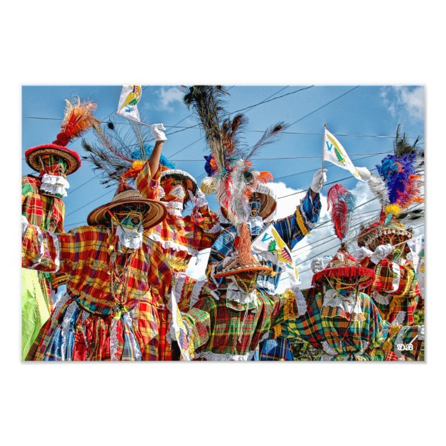 Vibrant Mocko Jumbies Wave Virgin Islands Flaggor Fototryck (Framsidan)