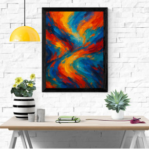 Vibrant modern Abstrakt Färgfull trådlös målning Poster