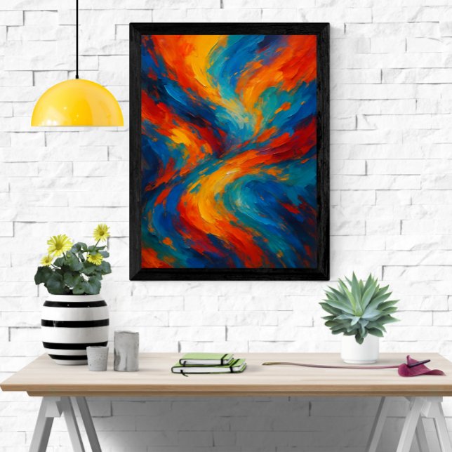 Vibrant modern Abstrakt Färgfull trådlös målning Poster (Abstract Colorful Swirl Wall Art – Vibrant Modern Painting Print for Home or Office)