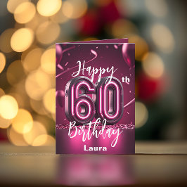 Vibrant modern Chic Nybörjare Rosa 60:e födelsedag Kort