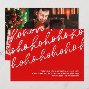 Vibrant Modern jul Ho Ho Ho Photo Julkort