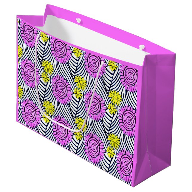 Vibrant modern linjer och blommor Lila girly Kids (Framsidan Vinklad)