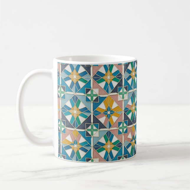 Vibrant Modern Moroccan Zellige Tile Pattern Kaffemugg (Vänster)