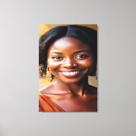 Vibrant Modern Portrait of a Smiling Woman Canvas 