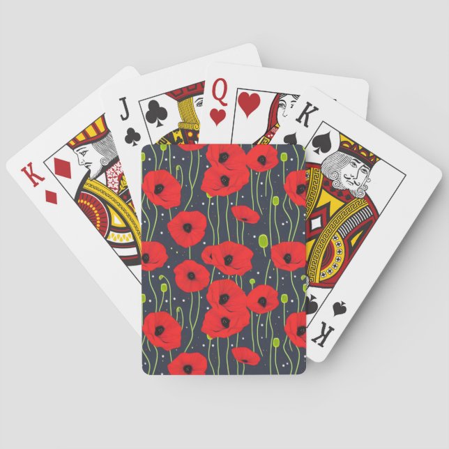 Vibrant Modern Red Poppies Pattern Art Casinokort (Baksidan)
