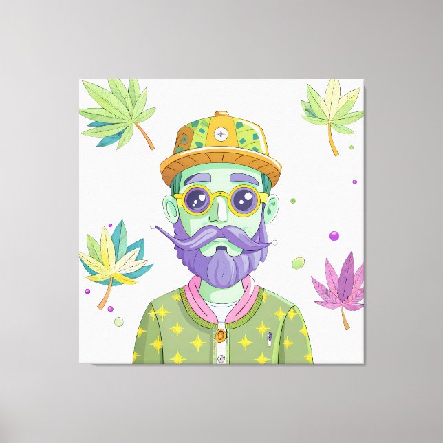 Vibrant Monarch Butterfly Illustration on Light Ba Canvastryck (Framsida)