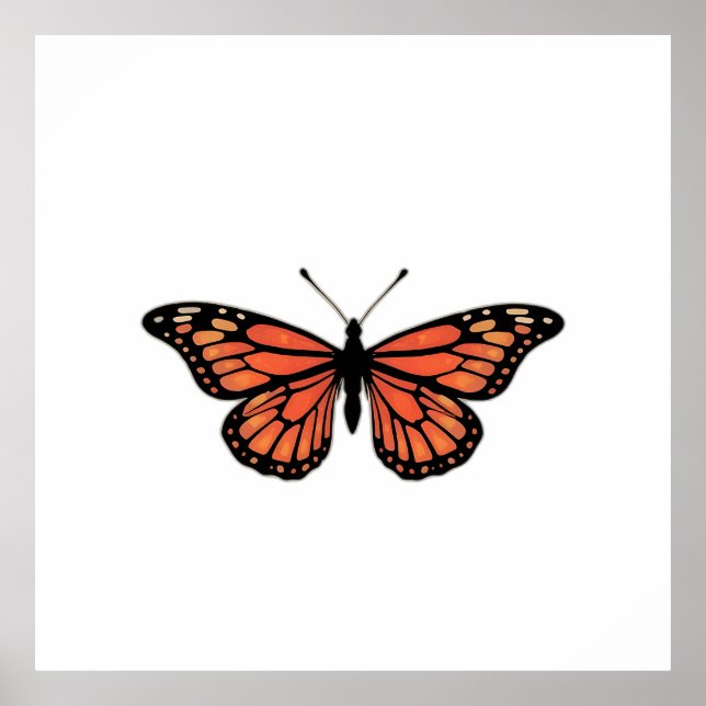 Vibrant Monarch Butterfly Illustration on Light Ba Poster (Framsidan)