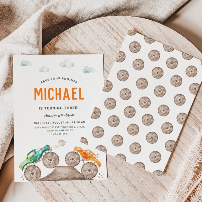 Vibrant Monster Lastbil-inbjudan Inbjudningar (Skapare uppladdad)