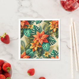 Vibrant Monstera & Poinsettia Découpage Napkins Pappersservett
