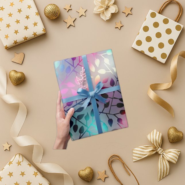 Vibrant Mörk Bakgrund Färgfylld Löv Presentpapper (Skapare uppladdad)
