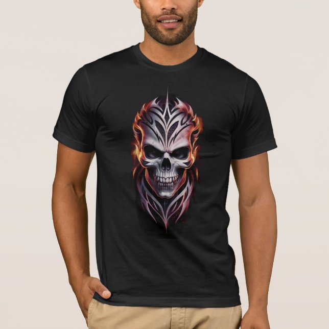 Vibrant Mörk Fantasy Tribal Tatto T-Shirt Design (Framsida)