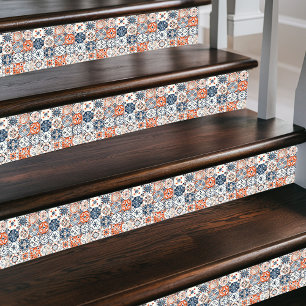 Vibrant Moroccan Patchwork - Boho Blue, Red & Guld Kakelplatta