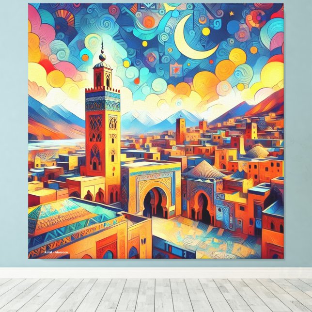 Vibrant Moroccan Skyline-Azilal Canvastryck (Insitu (trägolv))