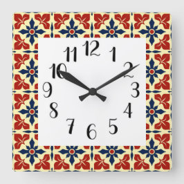 Vibrant Moroccan Tiled Fyrkantig Klocka