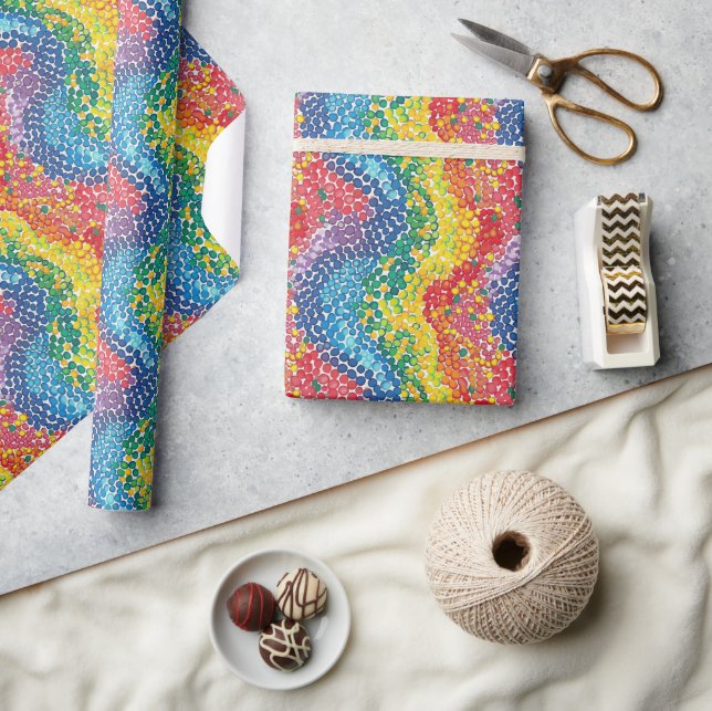 Vibrant Mosaic Dot Mönster - Abstrakt Geometric Presentpapper (Hantverk)