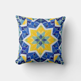 Vibrant Mosaic Star Mönster.Modern utomhus Kudde