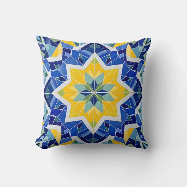 Vibrant Mosaic Star Mönster.Modern utomhus Kudde (Framsida)