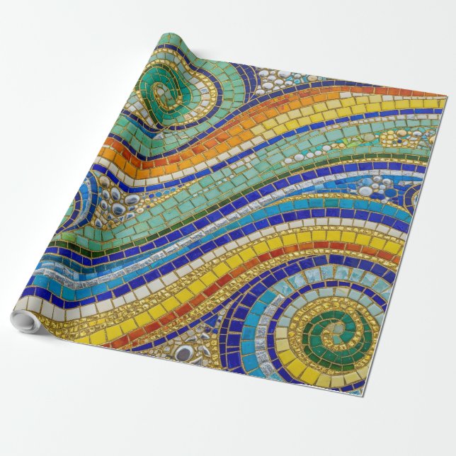 Vibrant Mosaic Swirl Wrapping Paper Presentpapper (Utrullad)