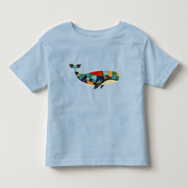 Vibrant Mosaic Whale T Shirt (Framsida)