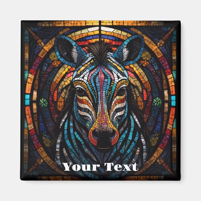 Vibrant Mosaic Zebra Magnet (Framsidan)