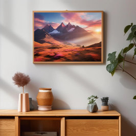 Vibrant Mountain och River Ligcape Poster