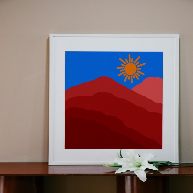 Vibrant Mountain Sunset Abstrakt Art Poster (Skapare uppladdad)