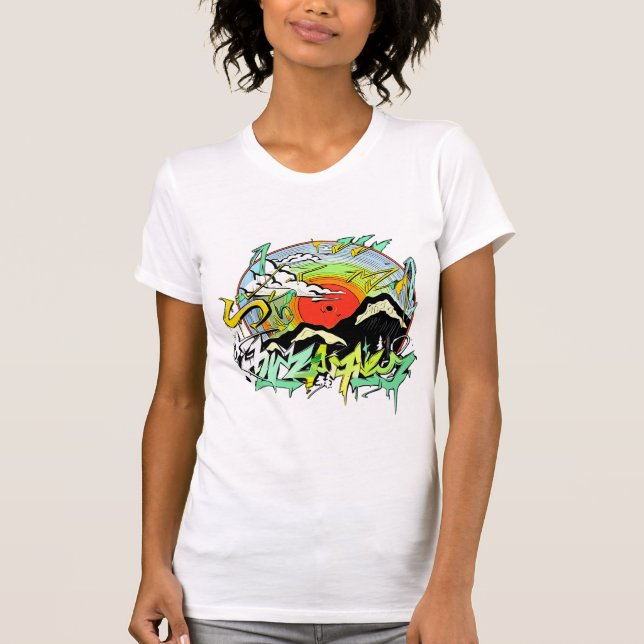 Vibrant Mountain Vinyl Graffiti T-Shirt (Framsida)