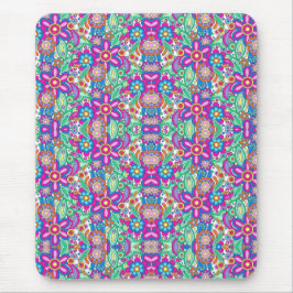 Vibrant mouse pad with a symmetrical floral  musmatta