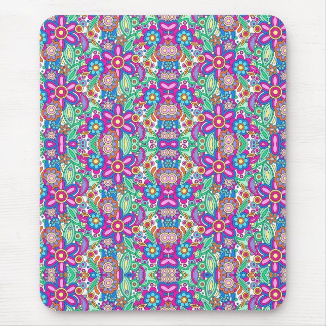 Vibrant mouse pad with a symmetrical floral  musmatta (Framsidan)