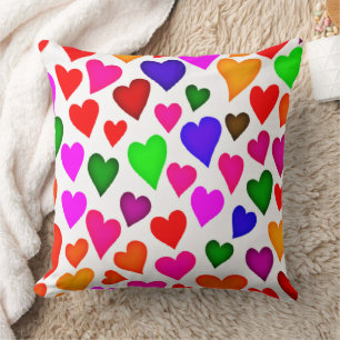 Vibrant Multifärgad Heart Mönster Kudde