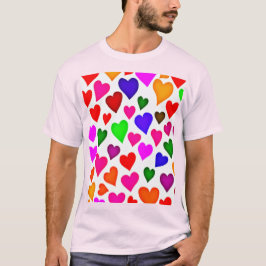 Vibrant Multifärgad Heart Mönster T Shirt
