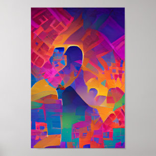 Vibrant multifärgad - vacker fuchsia för lila gult poster