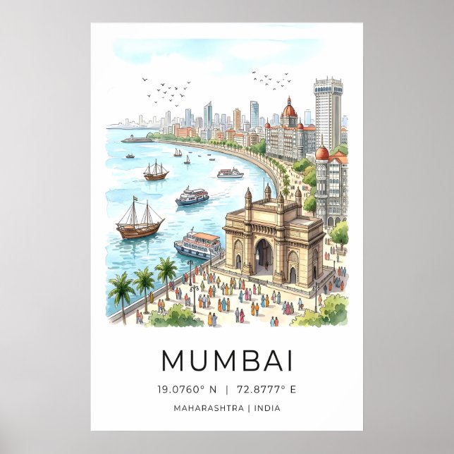 Vibrant Mumbai Väggkonst - Färggrann Gateway of (Framsidan)