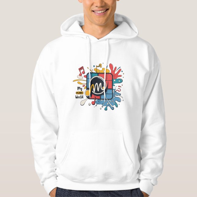 Vibrant Music Logo Design - "M" My Music World Hoodie (Framsida)