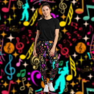Vibrant musik noter mönster leggings