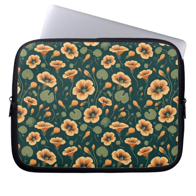 Vibrant Nasturtium-Blommönster Laptop Fodral (Framsidan)