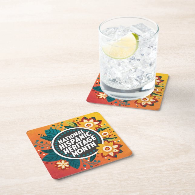 Vibrant National Hispanic Heritage Month Underlägg Papper Kvadrat (Insitu)