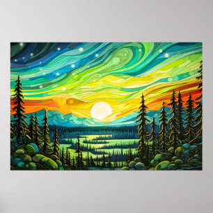 Vibrant Natt Himlar vid solnedgången Poster