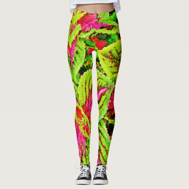 Vibrant Nature Löv Mönster Leggings (Framsida)