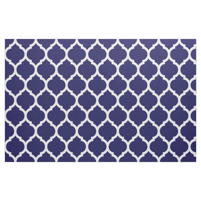 Vibrant Navy Blue Moroccan Quatrefoil Mönster Tyg (Fat Quarter)