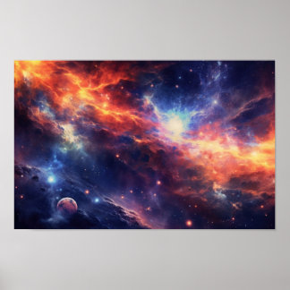 Vibrant Nebula Galaxy Art - Colorful Cosmic Space Poster