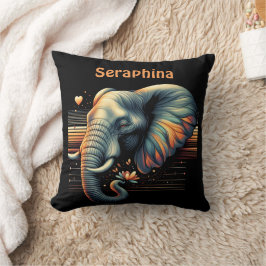 Vibrant nedsättande elefant vid solnedgång kudde