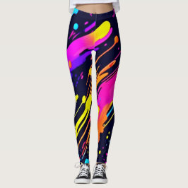 Vibrant Neon Abstrakt Färg Stänk Design Leggings