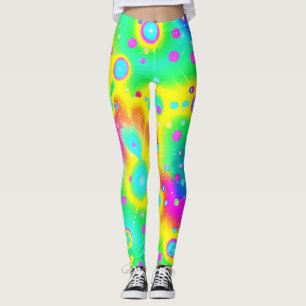 Vibrant Neon Blaze Mönster Leggings