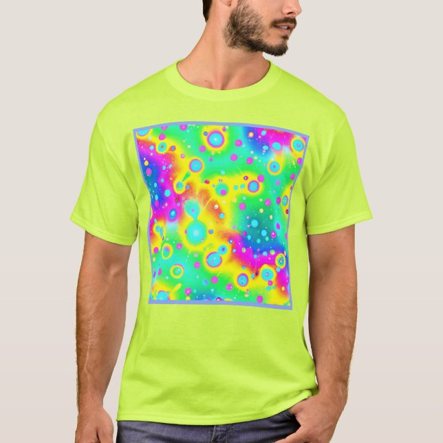 Vibrant Neon Blaze Mönster T Shirt (Framsida)
