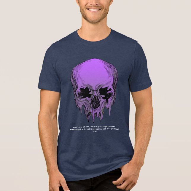 Vibrant Neon Dripping Skull Grunge Dark Unisex Tee (Framsida)