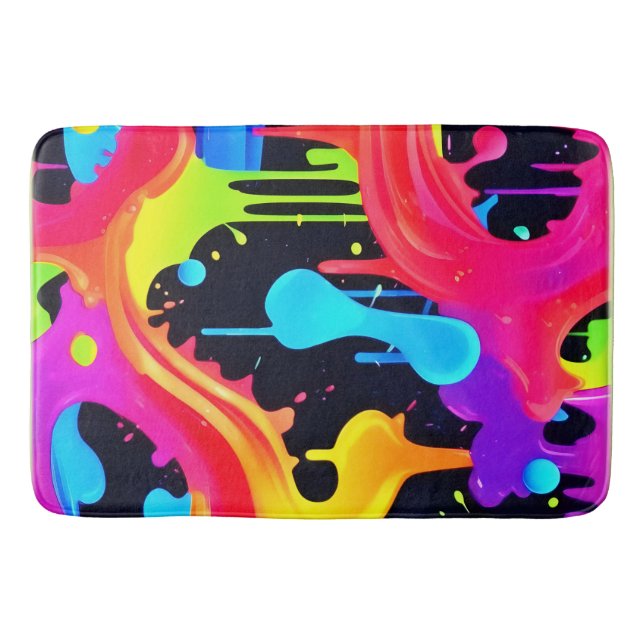 Vibrant Neon Färg Stänk Art Badrumsmatta (Framsidan)