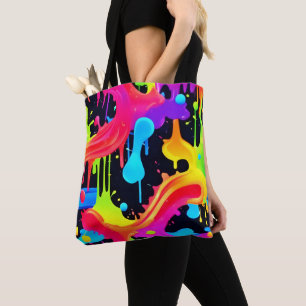 Vibrant Neon Färg Stänk Art Tygkasse