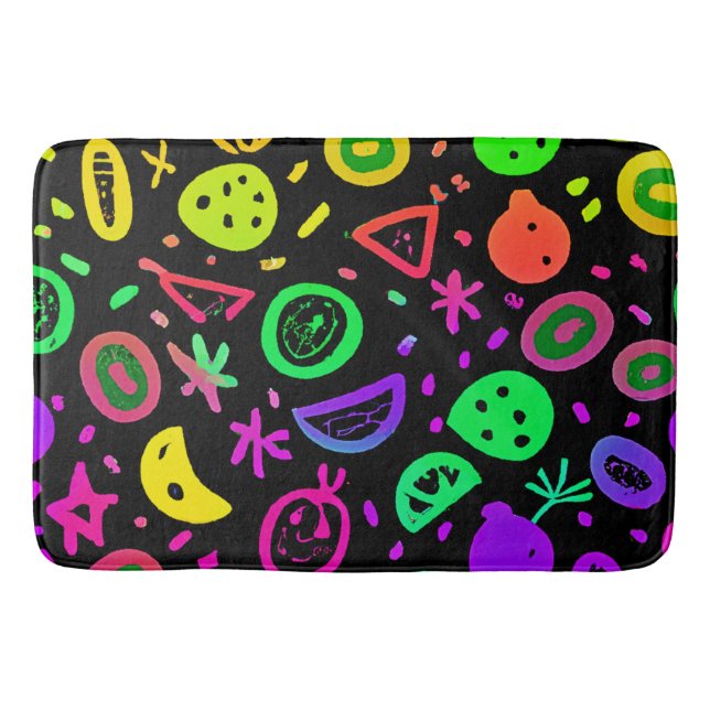 Vibrant Neon Fruits Mönster Art Badrumsmatta (Framsidan)